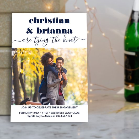 Knot Scriptフォトエレガント婚約の結合 招待状