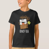 Knot-tea お茶の冗談 ダーク背景 tシャツ (正面)