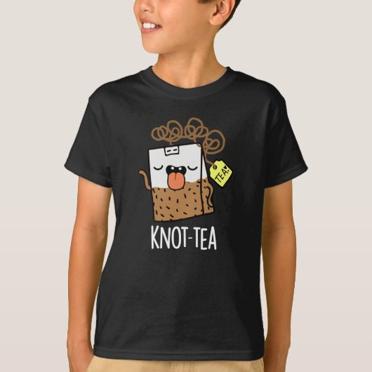 Knot-tea お茶の冗談 ダーク背景 tシャツ (正面)