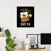 Knot-tea お茶の冗談 パン ダークBG ポスター (ホームオフィス)