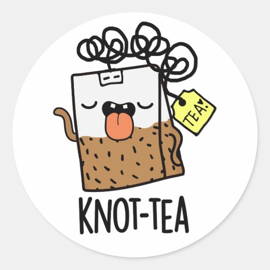 Knot-tea Funny Tea Pun  ラウンドシール (正面)