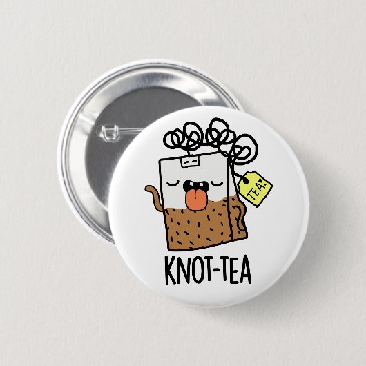 Knot-tea Funny Tea Pun 缶バッジ (正面&裏面)