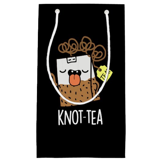 Knot-tea Funny Tea Pun Dark BG スモールペーパーバッグ (正面)