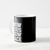 Know Jesus Know Peace Christian GraphicデザインFai コーヒーマグカップ (正面左)