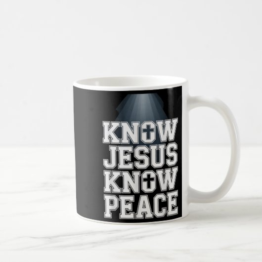 Know Jesus Know Peace Christian GraphicデザインFai コーヒーマグカップ (右)