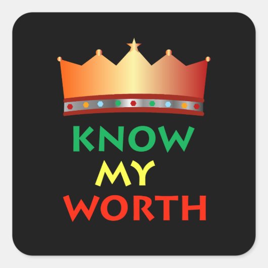 Know My Worthスタンプ スクエアシール (正面)