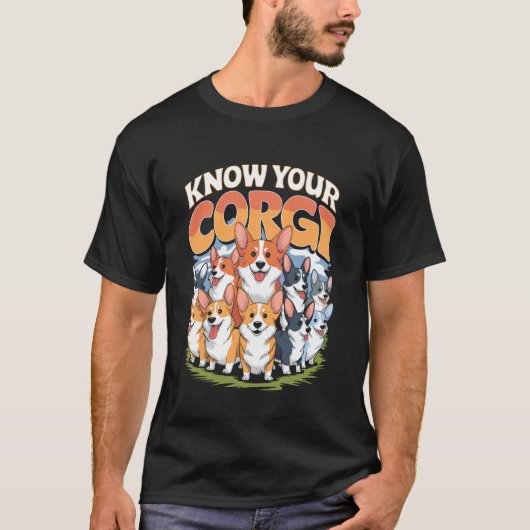 Know Your Corgi Shapes Funny Dog Design Tシャツ (正面)