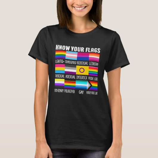 Know Your Flags LGBTQ+ Gay Pride Flag Transgender Tシャツ (正面)
