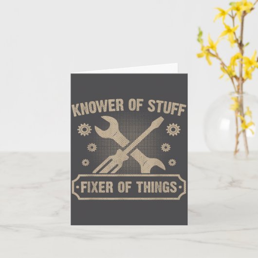 Knower Of Stuff Fixer Of Things Funny Mechanic カード (黄色い花)