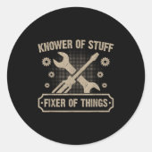 Knower Of Stuff Fixer Of Things Funny Mechanic  ラウンドシール (正面)