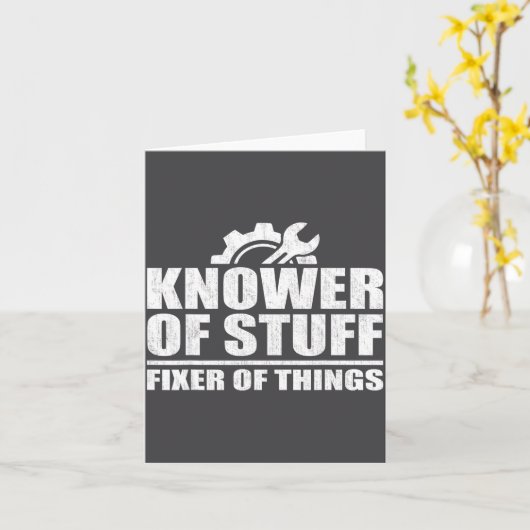 Knower Of Stuff Fixer Of Things Funny Mechanic Fat カード (黄色い花)
