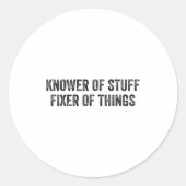 Knower Of Stuff Fixer Of Things Men Dad Funny Mech ラウンドシール (正面)