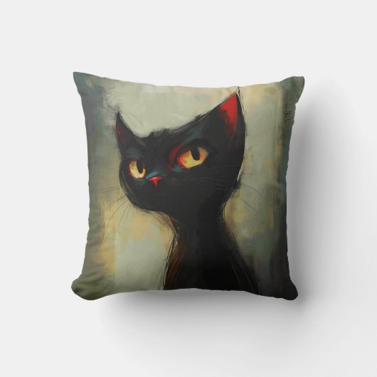  Knowing Black Ninja Cat  クッション (正面)