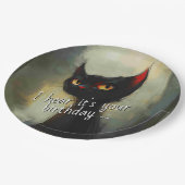  Knowing Black Ninja Cat Birthday ペーパープレート (アングル)