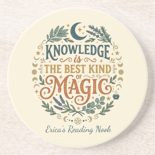 Knowledge is Magic Book Witch Botanical Moon コースター (正面)