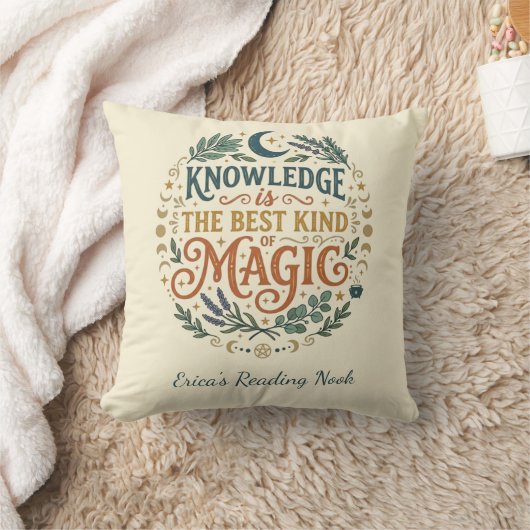 Knowledge is Magic Witchy Academic Book Botanical クッション (ブランケット)