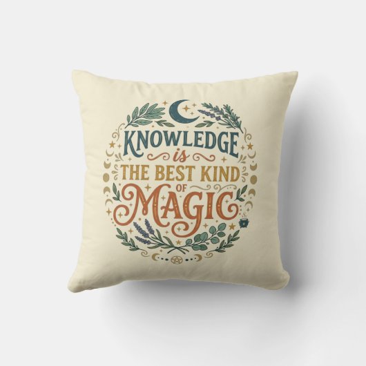 Knowledge is Magic Witchy Academic Book Botanical クッション (裏面)