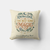 Knowledge is Magic Witchy Academic Book Botanical クッション (正面)