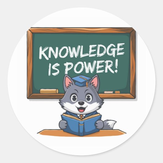 Knowledge is Power -先生猫新学期 ラウンドシール (正面)