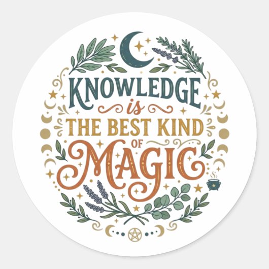 Knowledge is the Best Kind of Magic Book Moon ラウンドシール (正面)
