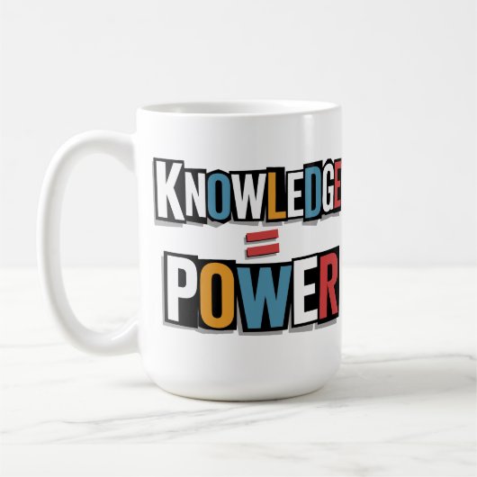 Knowledge = Power – Ransom Letter Collage コーヒーマグカップ (左)