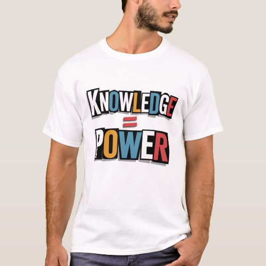 Knowledge = Power – Ransom Letter Collage Tシャツ (正面)