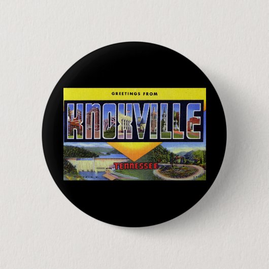 Knoxvilleテネシー州からの挨拶 缶バッジ (正面)