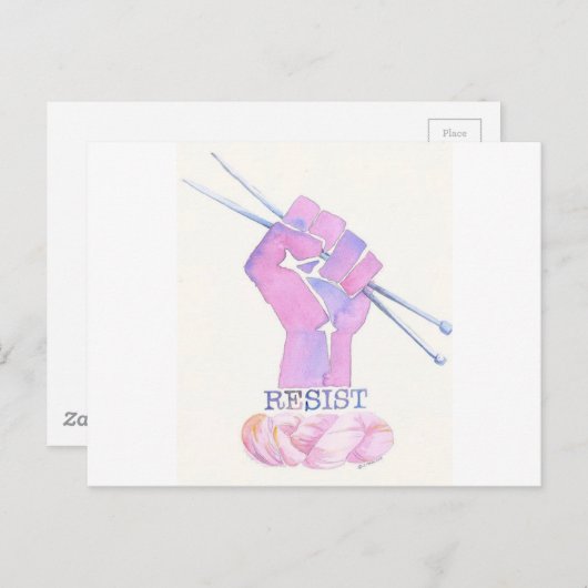 Kntting力の握りこぶしはとの抵抗します ポストカード (正面/裏面)