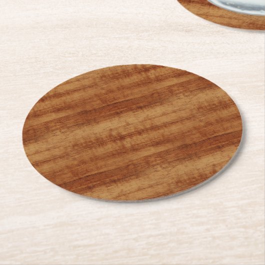 Koaの巻き毛のアカシアの木製の穀物の一見 ラウンドペーパーコースター (アングル)