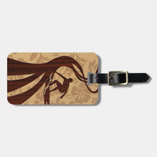 Koaの木製のサーファーのハワイの荷物のラベル ラゲッジタグ (正面横)