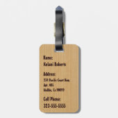Koa木製のTiki日曜日のハワイのフェイクな木 ラゲッジタグ (裏面縦)