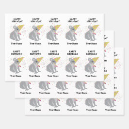 Koala – 動物と男の子のパーティーの名前 ラッピングペーパーシート