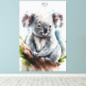 Koala – 水の色を引き伸絵を描ばしキャンバス印刷 キャンバスプリント (インサイチュ (ウッドフロア))