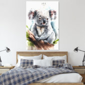 Koala – 水の色を引き伸絵を描ばしキャンバス印刷 キャンバスプリント (インサイチュ (寝室))