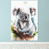 Koala – 水の色を引き伸絵を描ばしキャンバス印刷 キャンバスプリント (インサイチュ (ウッドフロア))