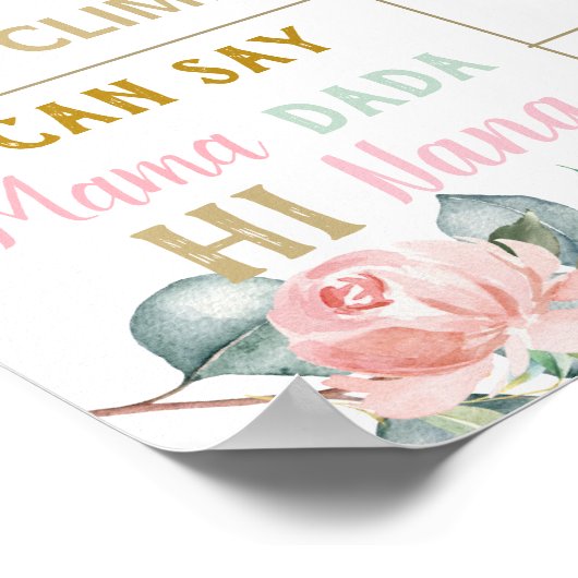 Koala 1st Birthday Milestone誕生統計フローラ ポスター (角)