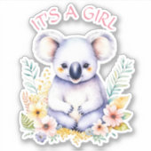 Koala Bearをテーマにした女の子ベビーシャワー シール (正面)