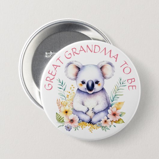 Koala Bearをテーマにした素晴らしおばあちゃん赤ちゃんシャワー 缶バッジ (正面&裏面)
