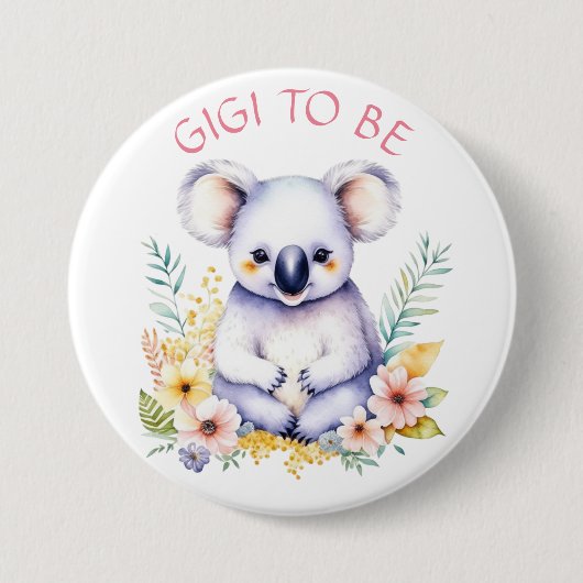 Koala BearテーマのGigiベビーシャワー 缶バッジ (正面)