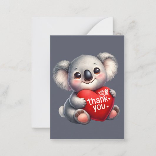 Koala bear感謝していのメッセージを追加した可愛い ノートカード (正面)