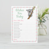 Koala Bear赤ちゃんシャワーゲームピンクの女の子への願い 招待状 (スタンド正面)