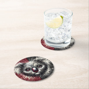 Koala Bear Art on Textured Background ラウンドペーパーコースター