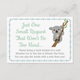 Koala Bear Baby Shower Bring A Book Card Blue Boy エンクロージャーカード