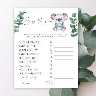 Koala bear baby shower Price Guessゲーム