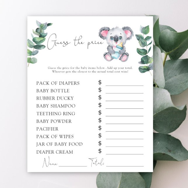 Koala bear baby shower Price Guessゲーム (クリエイターアップロード済み)