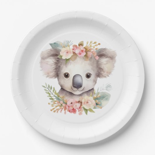 Koala Bear cute birthday ペーパープレート (正面)