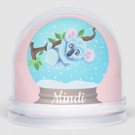 Koala bear cute snow globe pink winter snow globe (正面)
