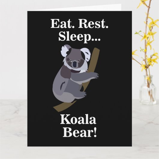 Koala Bear Funny カード (黄色い花)