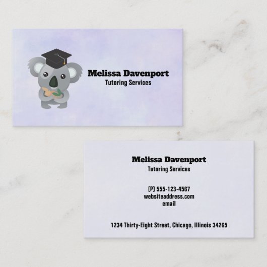 Koala Bear in Graduation Cap Tutor コーリングカード (正面/裏面)