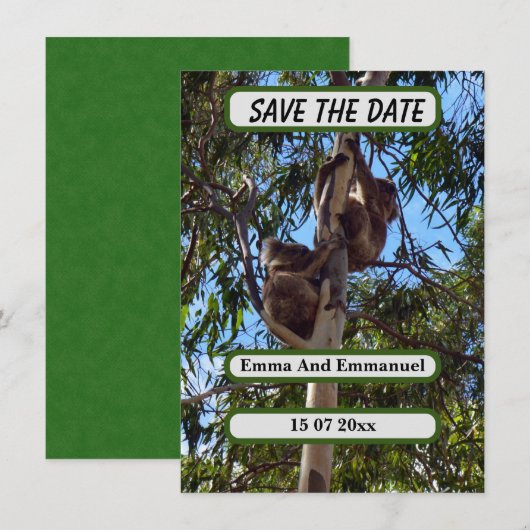 Koala Bear Save The Date Australiaスタイル、 セーブザデート (正面/裏面)